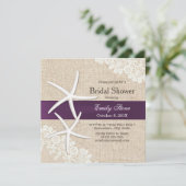  Lace Starfish Paars Ribbon Vrijgezellenfeest Kaart (Staand voorkant)