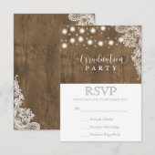 Lace String Light Rustic Graduation Party RSVP Kaartje (Voorkant / Achterkant)