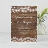 Lace String Lights Graduation Party Kaart Rustiek (Staand voorkant)