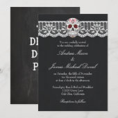 Lace Sugar Skull Krijtbord Huwelijksuitnodigingen Kaart (Voorkant / Achterkant)