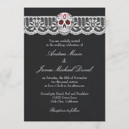 Lace Sugar Skull Krijtbord Huwelijksuitnodigingen Kaart