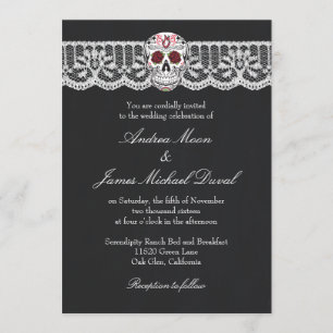 Lace Sugar Skull Krijtbord Huwelijksuitnodigingen Kaart