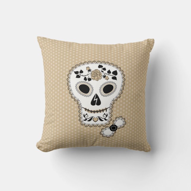 Lace Sugar Skull Sierkussen (Voorkant)