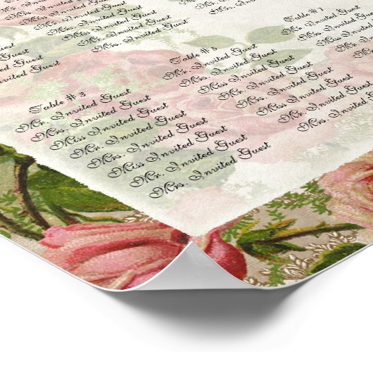 Lace Swirl Tea Roos  - Tabel Zetel Poster (Hoek)