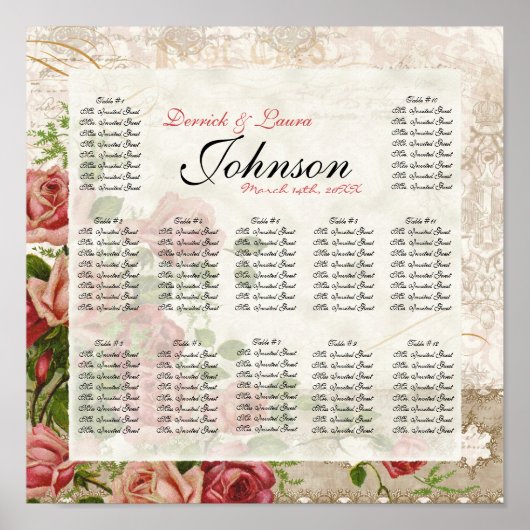 Lace Swirl Tea Roos - Tabel Zetel Poster (Voorkant)