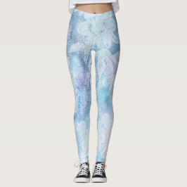 *~* Lace Texture Waterverf Blue Turquoise Leggings