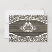 Lace Tortelduifjes Vine Pattern R.S.V.P. RSVP Kaartje (Voorkant)