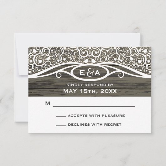 Lace Tortelduifjes Vine Pattern R.S.V.P. RSVP Kaartje (Achterkant)