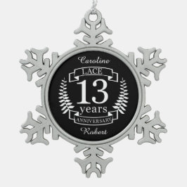 Lace Traditional bruiloft 13 jaar Tin Sneeuwvlok Ornament