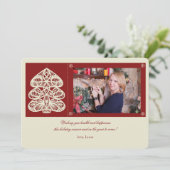 Lace Tree Photo Holiday Card Feestdagenkaart (Staand voorkant)