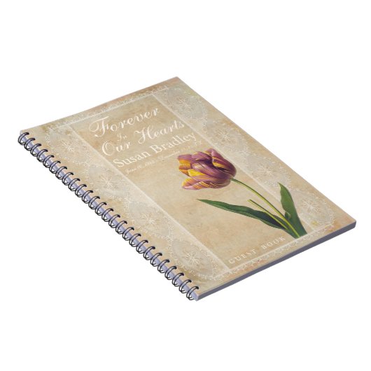  Lace Tulips for ever Funeral Guest Book Notitieboek (Rechterzijde)