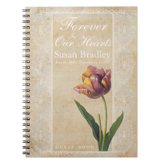 Lace Tulips for ever Funeral Guest Book Notitieboek (Voorkant)