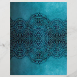 Lace Turquoise Grunge Scrapbooking Craft Paper