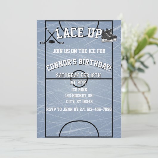 Lace Up Hockey Birthday  Kaart (Staand voorkant)