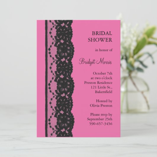 Lace Vrijgezellenfeest (fuchsia) Kaart (Staand voorkant)