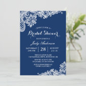 Lace Vrijgezellenfeest Trendy Navy Blue Kaart (Staand voorkant)