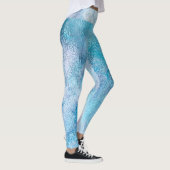 *~* Lace Waist Texture Waterverf Blue Turquoise Leggings (Rechts)