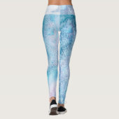 *~* Lace Waist Texture Waterverf Blue Turquoise Leggings (Achterkant)