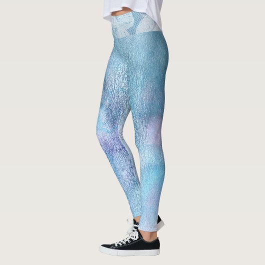 *~* Lace Waist Texture Waterverf Blue Turquoise Leggings (Links)