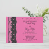 Lace Wedding Invitation (fuchsia) Kaart (Staand voorkant)