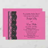 Lace Wedding Invitation (fuchsia) Kaart (Voorkant / Achterkant)