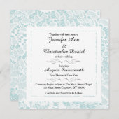 Lace Wedding Invitations - Blauwgroen Blauwe Plein Kaart (Voorkant / Achterkant)