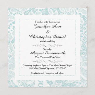 Lace Wedding Invitations - Blauwgroen Blauwe Plein Kaart