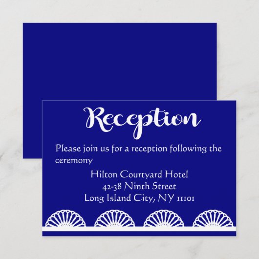  Lace Wedding Reception Royal Blue Navy Informatiekaartje (Voorkant / Achterkant)