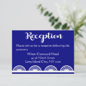 Lace Wedding Reception Royal Blue Navy Informatiekaartje (Staand voorkant)