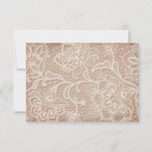 Lace Wedding RSVP Briefkaart - Roze (Achterkant)