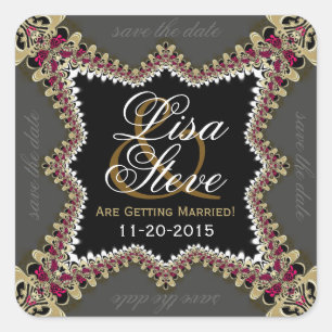  Lace Wedding Save the Date Sticker