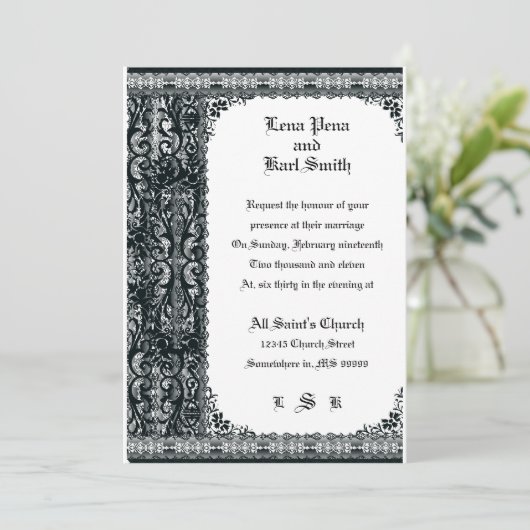 Lace Wedding Uitnodiging (Staand voorkant)