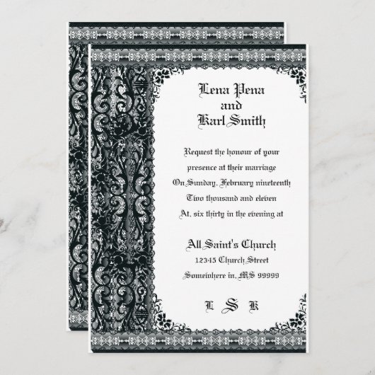 Lace Wedding Uitnodiging (Voorkant / Achterkant)