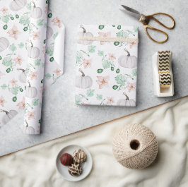 Lace White Pumpkins Waterverf Art Pattern Cadeaupapier