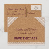 Lace Wine Cork Wedding BEWAREN DE DATUM Aankondigingskaart (Voorkant / Achterkant)