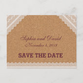  Lace Wine Cork Wedding BEWAREN DE DATUM Aankondigingskaart (Voorkant)