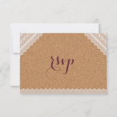  Lace Wine Cork Wedding RSVP (Voorkant)