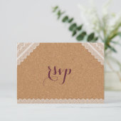  Lace Wine Cork Wedding RSVP (Staand voorkant)