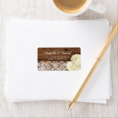 Lace Wood Bloemen Rustieke Elegante Adresetiketten Etiket (Insitu)