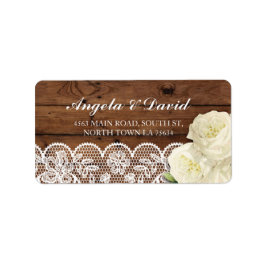 Lace Wood Bloemen Rustieke Elegante Adresetiketten Etiket