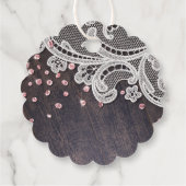 Lace wood blush glitter rustige bruiloft bedankt bedankjes labels (Achterkant)