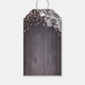 Lace wood blush glitter rustige bruiloft bedankt cadeaulabel (Achterkant)