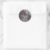 Lace wood blush glitter rustige bruiloft bedankt ronde sticker (Tas)