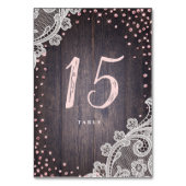 Lace wood blush glitter rustige trouwtafel kaart (Achterkant)