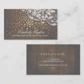 Lace Wood en Gold Confetti Rustic Land Visitekaartje (Voorkant / Achterkant)