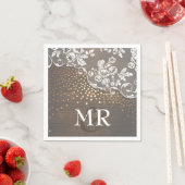 Lace Wood Goud Confetti Rustiek Land Servetten (Insitu)