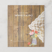 Lace Wood Mason Jar Floral Wedding Plaatskaartje (Buitenkant ongevouwen)