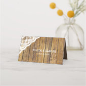 Lace Wood Mason Jar Floral Wedding Plaatskaartje (Achterkant)