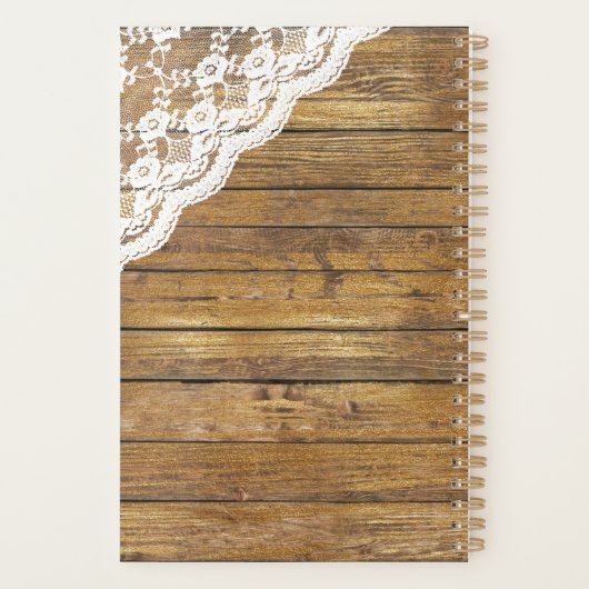 Lace Wood Mason Jar Floral Wedding Planner (Achterkant)