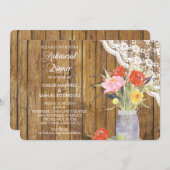 Lace Wood Mason Jar repetitie diner uitnodiging (Voorkant / Achterkant)